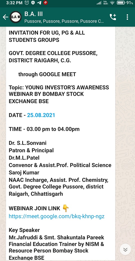 Webinar on Young Investor Awareness 